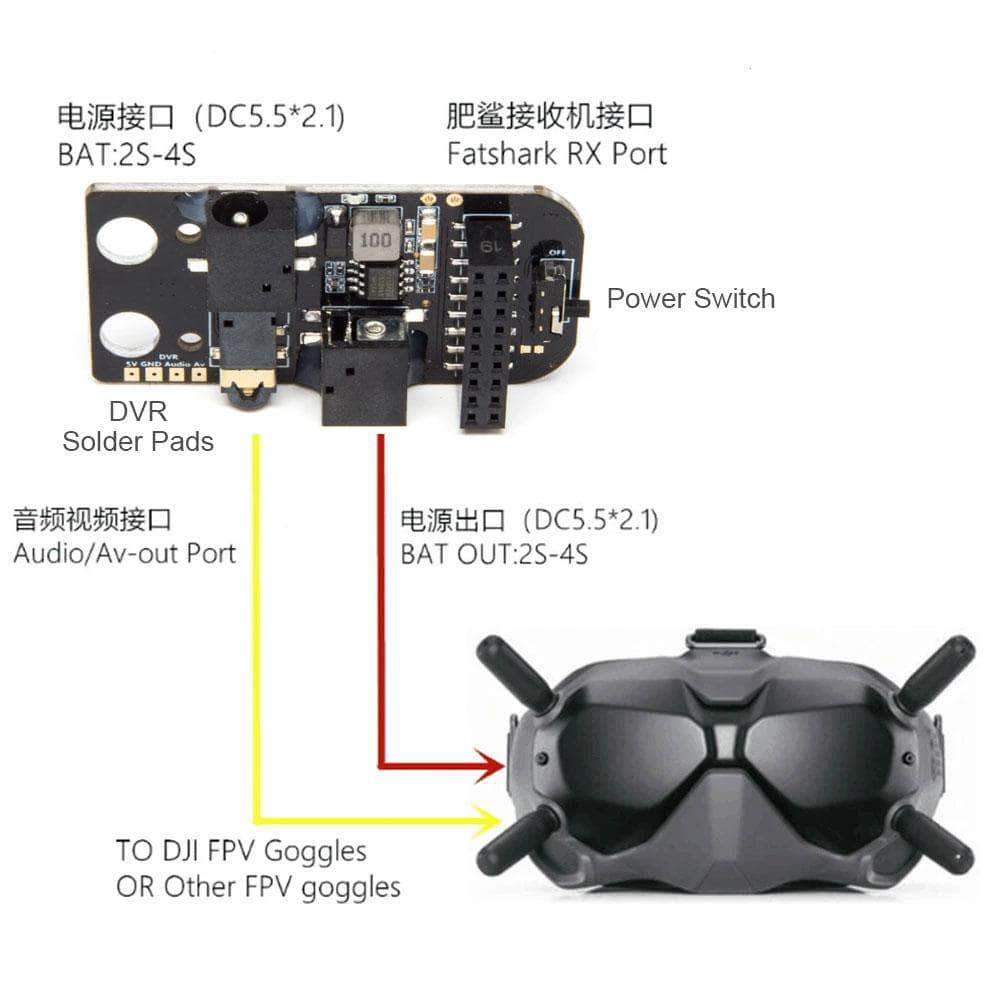 FPVELITE Goggle ACC Analog FPV FatShark Module Adapter V3 w/ Voltage Display for DJI Digital FPV Goggles