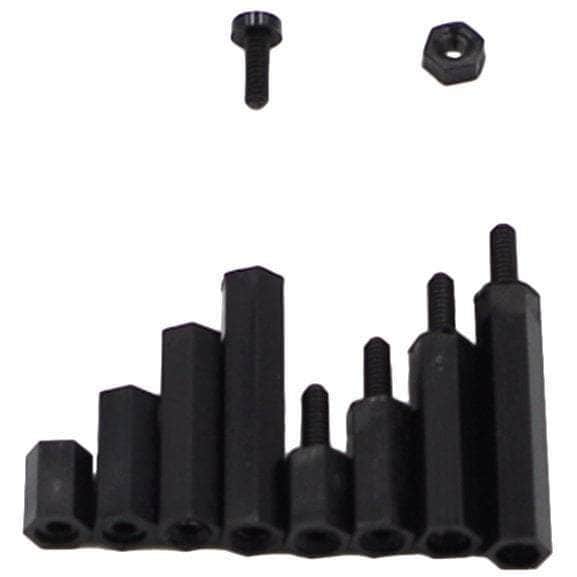 FPVELITE Hardware M2 Nylon Hex Male-Female Spacer Standoffs Screw Nut Assortment Kit (Black) for 2"/3" and 20x20 Rigs