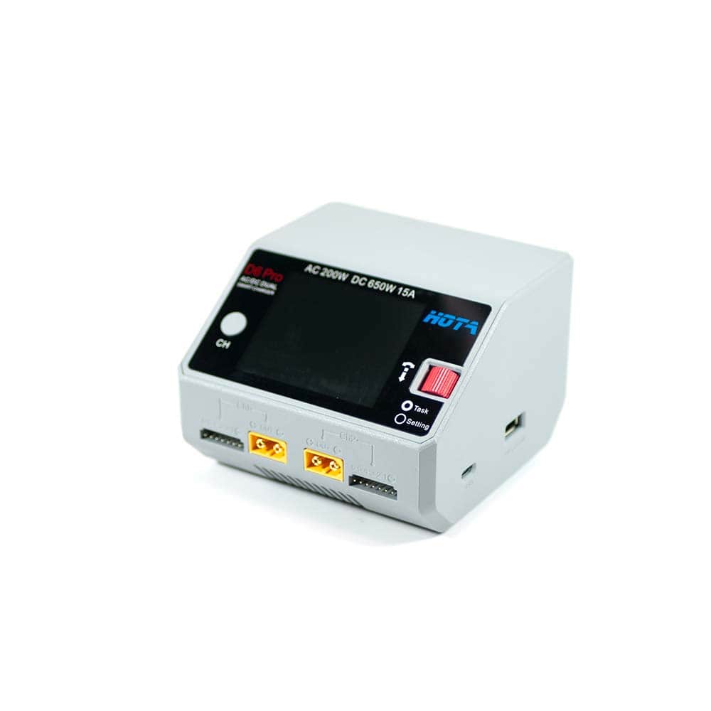 HOTA Charger Gray HOTA D6 Pro 325W 15A 1-6S Dual Channel AC/DC Smart Charger w/ Wireless Cellphone Charging - Choose Your Color