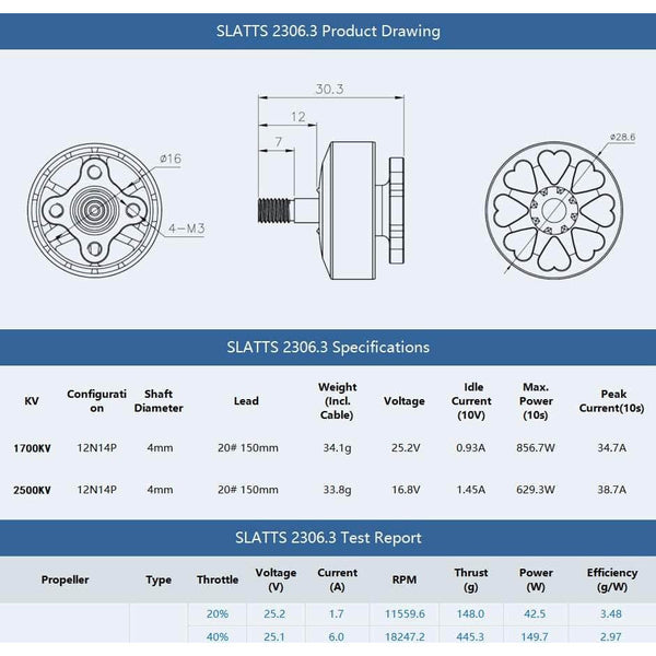 TMOTOR Motor Gray T-Motor Slatts 2306.3 2500Kv Motor - Choose Color
