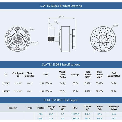TMOTOR Motor Gray T-Motor Slatts 2306.3 2500Kv Motor - Choose Color