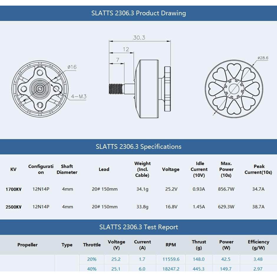 TMOTOR Motor Gray T-Motor Slatts 2306.3 2500Kv Motor - Choose Color